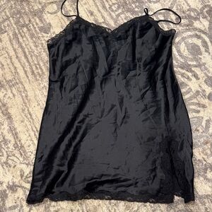 Elegant Black Lace Slip Nightgown